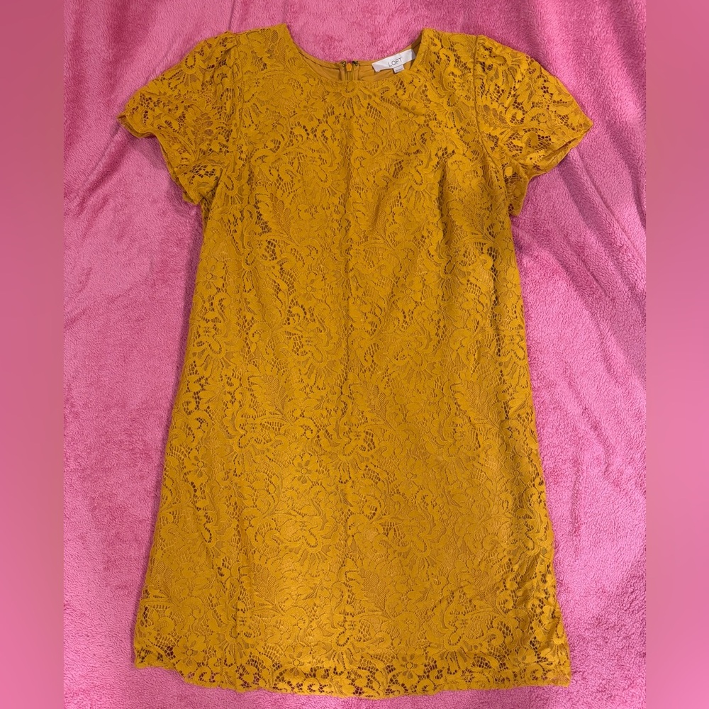 Elegant Yellow Lace Dress